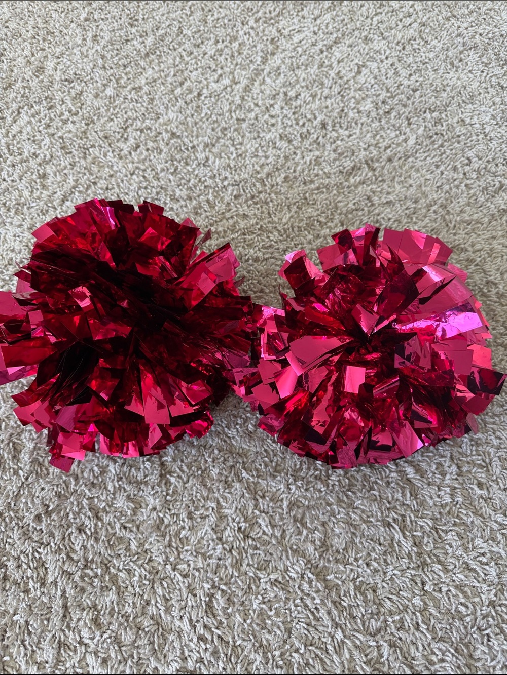 Shiny Metallic Pink Cheer Pom Poms (Pair)